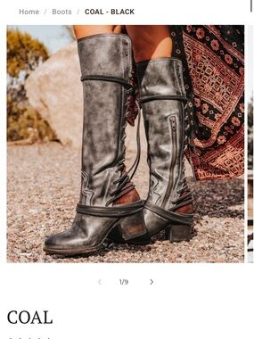 Freebird Coal Tall Knee-High Boots in Black with Brown Accents